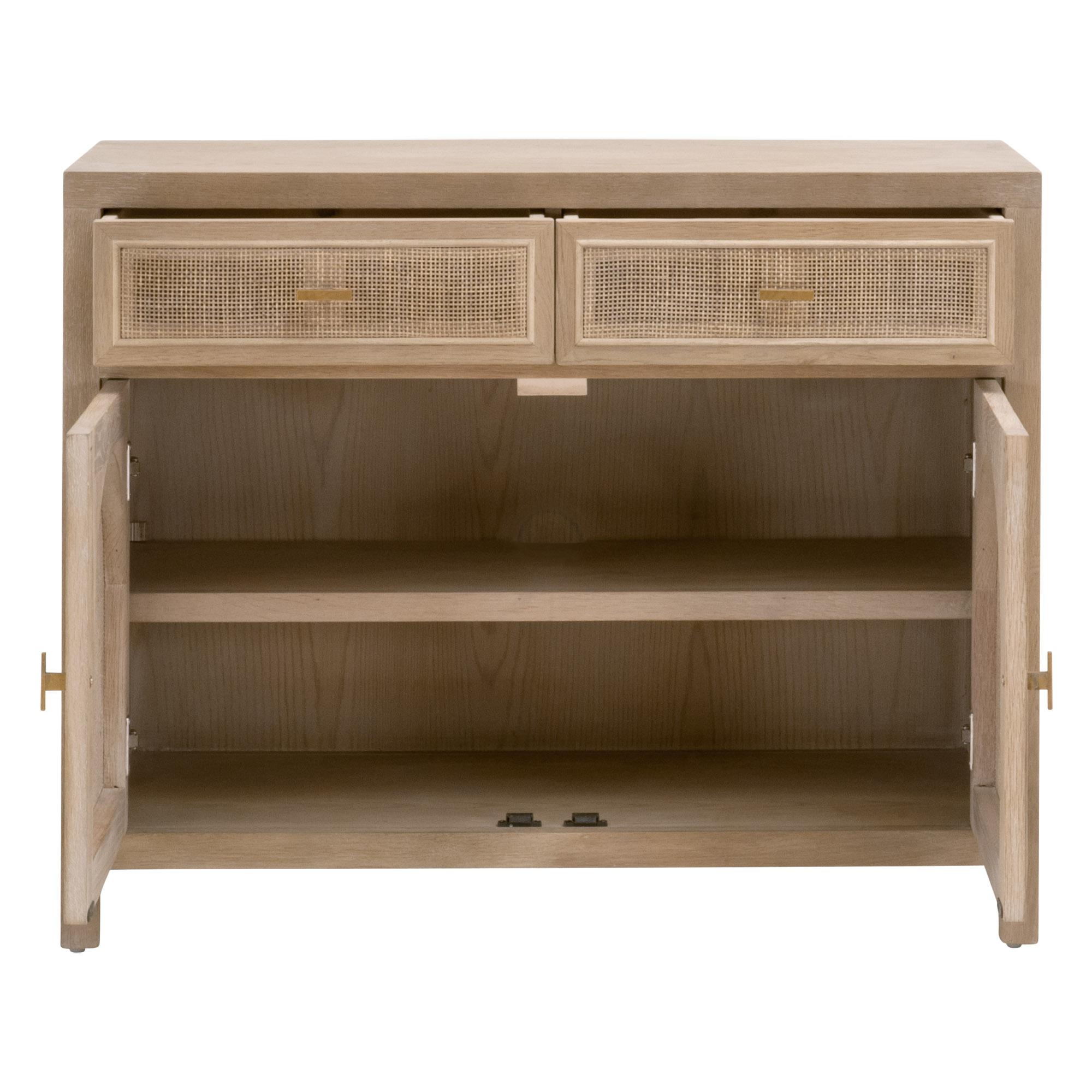 Cane front clearance media cabinet
